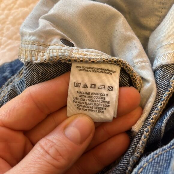 Free People Crochet Lace Hem Cut Off Denim Shorts Distressed Cotton Bohemian 26 - Picture 7 of 10